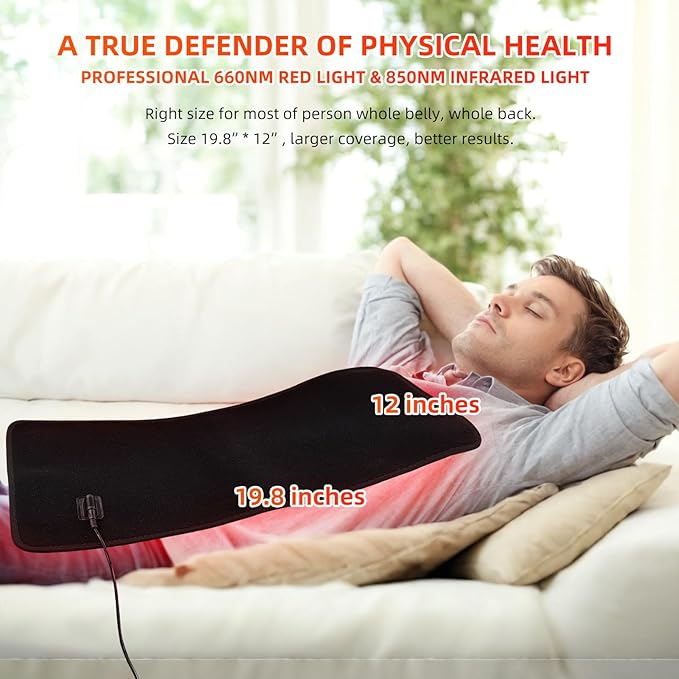 Red Light Therapy for Body Large 19.8" x 12" Infrared Heating Pad Wrap for Back Waist Shoulder Knee Feet Joints Pain Relieve, Diminish Inflammation, Ideal Gift