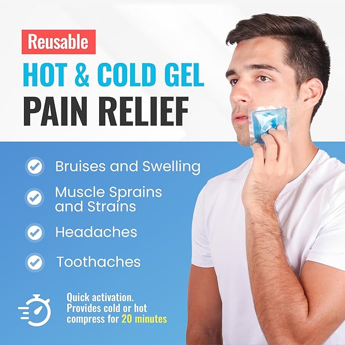 ICEWRAPS Mini Reusable Ice Packs, 3" x 3" Gel Packs, Hot & Cold Therapy for Injuries, Kids’ Boo Boos, Face, Wisdom Teeth, Mosquito Bite, Headaches & Fever, 6 Pack, Blue – FSA-HSA Eligible
