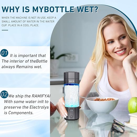 New Upgrade 10000PPB Hydrogen Water Bottle SPE/PEM Technology Seven Colorful Light Double Anti-Slip and Leak-Proof Hydrogen Water Generator with LCD Display (Gray, H80)