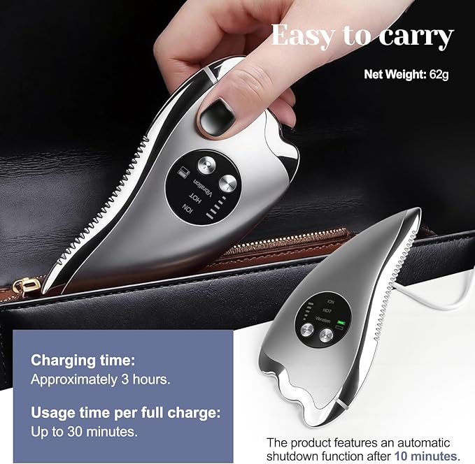 Electric Scraping Plate Gua Sha Massage Tool with Heat Vibration and Microcurrent for Face Neck Shoulder and Body