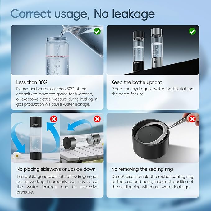 Hydrogen Water Bottle, 2025 Upgraded SPE/PEM Technology-3 Minutes Hydrogen Rich, Portable Athletic Performance, Hydration System for Home, Office, Fitness Travel, Sports, Drinking (Black)
