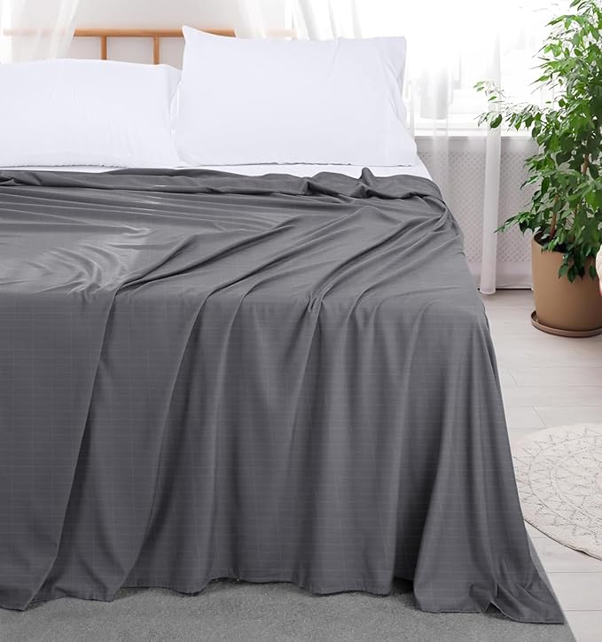 Grounding Sheets Crib Size for Better Sleep - Premium Cotton + Silver Fiber Earth Connect Grounding Flat Sheet for Bed, Stress Relief (Gray,Crib, 27x52in)