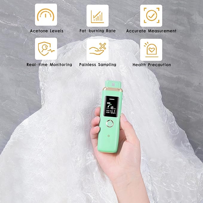 Professional Ketone Breath Analyzer for Acetone Check | High-Precision Breath Ketosis Meter, Advanced Ketosis Breath Tester, Precise Acetone Detection for Tracking Your Ketones