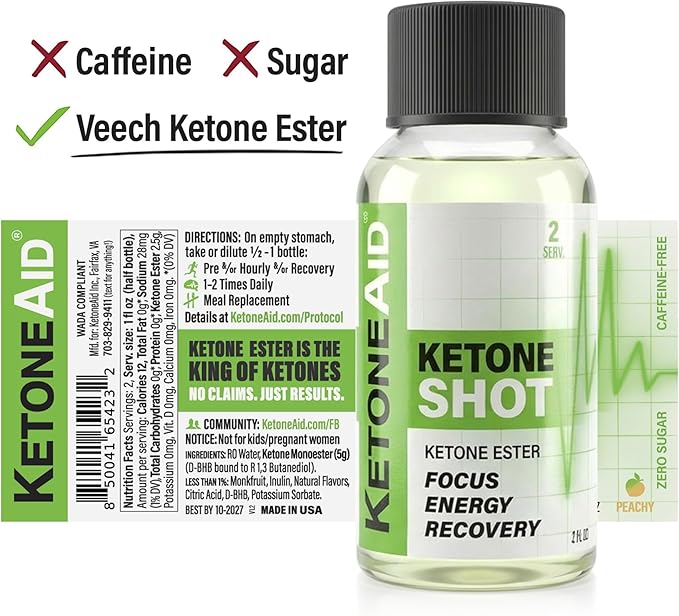 KetoneAid Ketone Shot | Ketone Ester Energy | No Sugar, No Caffeine (36 Count)