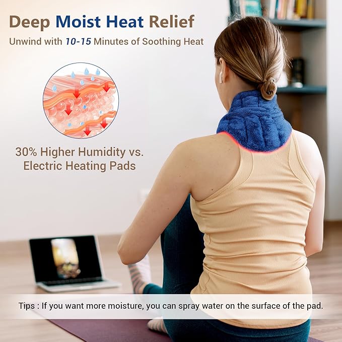 Comfytemp Microwavable Heating Pad for Neck Shoulders, FSA Eligible HSA, 33"×4", Moist Heat Neck Wrap Warmer for Pain Relief, Microwave Heating Pad Warm Compress, Relaxation Items for Women Seniors