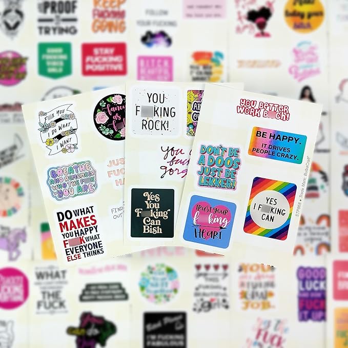 BulbaCraft 100Pcs Funny Motivational Stickers with Swear Words - Funny Adult Stickers, Quotes Decals for Water Bottles, Motivational Decals, Gifts for Women & Men