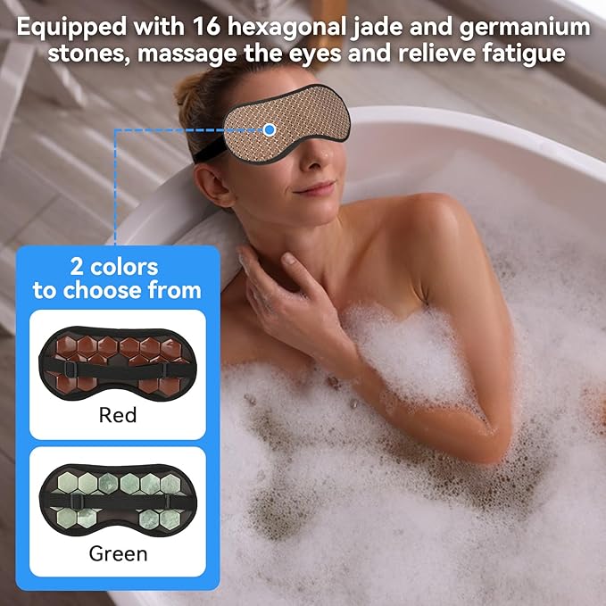 Magnetic Sleeping Eye Mask, Soft Adjustable Jade Stones Eye Masks Patch Magnet Therapy Eyeshade Eye Cover Masks for Women Men Sleeping Travel Naps, Home, Hotel (Red)