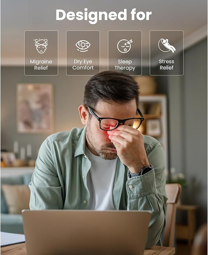 BOB AND BRAD Eye Massager with Heat and Cooling, EyeOasis 2 Eye Massager for Migraines FSA Eligible/HSA Eligible, Heated Face Massager for Dry Eye Migraine Relief, Warm Compress for Stress Relief
