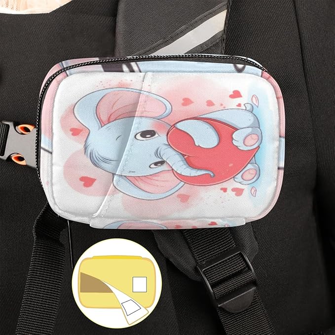 Elephant Printing Travel Pill Organizer Bag Portable Weekly Pill Box Travel Medicine Organizer 7 Day Pill Case with Zipper for Daily Travel Family Business