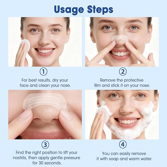 Nasal Strips for Snoring - Extra Strength Nose Strips for Breathing (60 ct), Clear Nose Tape for Sleeping and Sports, Nasal Congestion Relief, Oil & Sweat Proof
