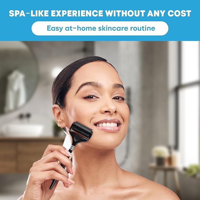 Ultra-Wide Derma Roller for Face - At-Home Microneedling Kit, 0.25 mm Microneedle for Skin Care, Scalp, Hair and Beard, Superior to a Microneedling Pen/Derma Pen