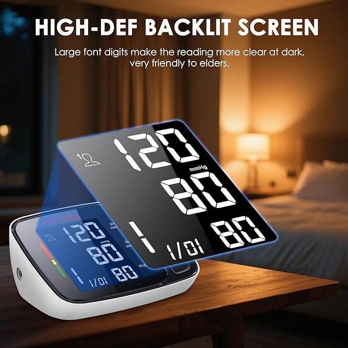 Blood Pressure Monitor,Upper Arm Blood Pressure Monitors for Home Use,FSA&HSA Eligible Digital Blood Pressure Machine,Adjustable 8.7"-17" Blood Pressure Cuff Backlight LCD 2 * 90 Memory