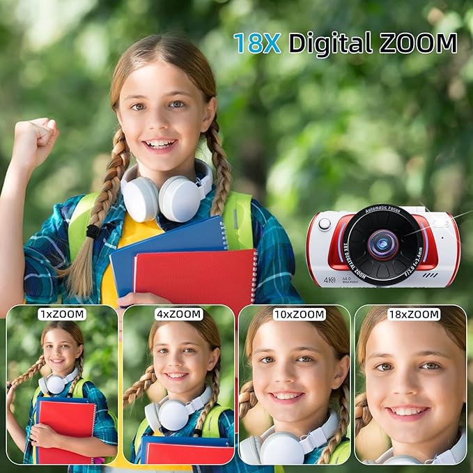 4K Digital Camera for Photography Autofocus,64MP WiFi Vlogging Camera with 3” 180° Flip Screen for YouTube,18X Zoom Travel Camera for Beginners,32GB Card & Rechargeable Battery (White)