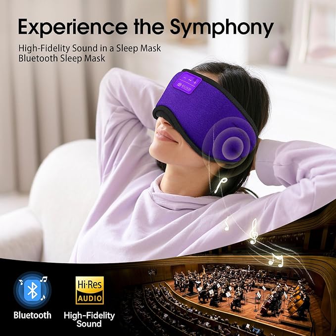 LOVE EYE Sleep Headphones Bluetooth 5.4 Sleeping Eye Mask Wireless Music Earphones with HD Speakers for Side Sleepers Total Blackout Cotton Mask for Travel, Home, Office, Unique Gifts