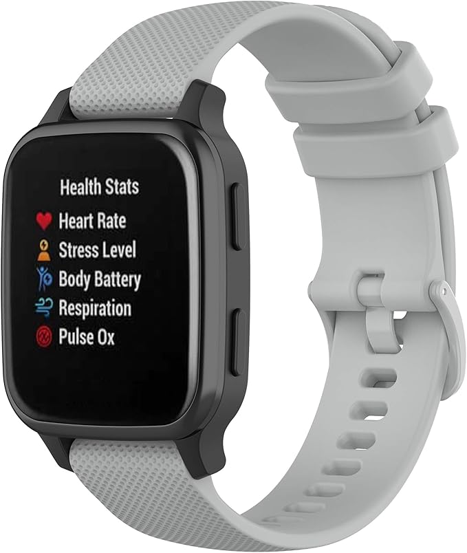 Compatible with Garmin Venu Sq Bands for Women Men, 20mm Quick Release Silicone Replacement Band Wristbands Straps Bracelet Fit for Garmin Vivoactive 3 Music, Forerunner 245 645 (Gray)