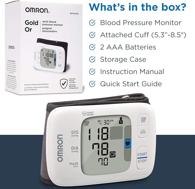 OMRON Gold Wireless Wrist Blood Pressure Monitor for Home Use - #1 Doctor & Pharmacist Recommended Brand - Clinically Validated - Connect App