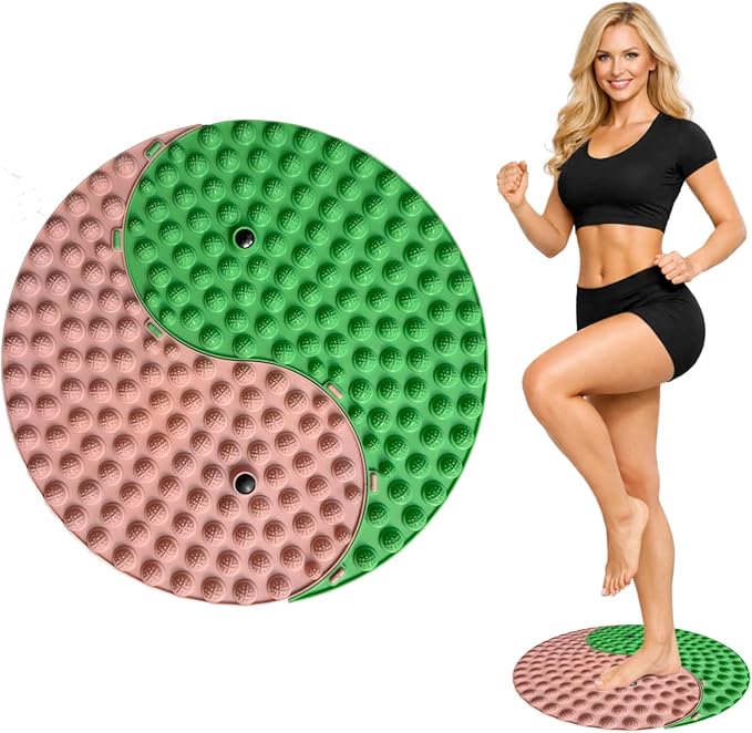 Foot Massager Mat, Yinyang Balance Tai ji Bagua Pattern with Magnetic Therapy, Acupressure Reflexology Mat for Daily Foot Relaxation and Pain Relief, Pink and Green