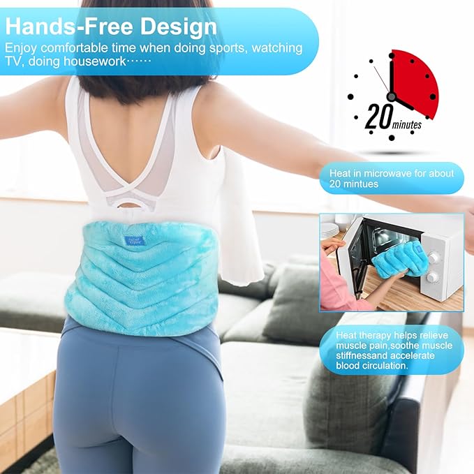 Relief Expert Microwavable Heating Pad for Back, Heating Pad Microwavable with Moist Heat for Back, Neck and Shoulder, Stomach, Unscented