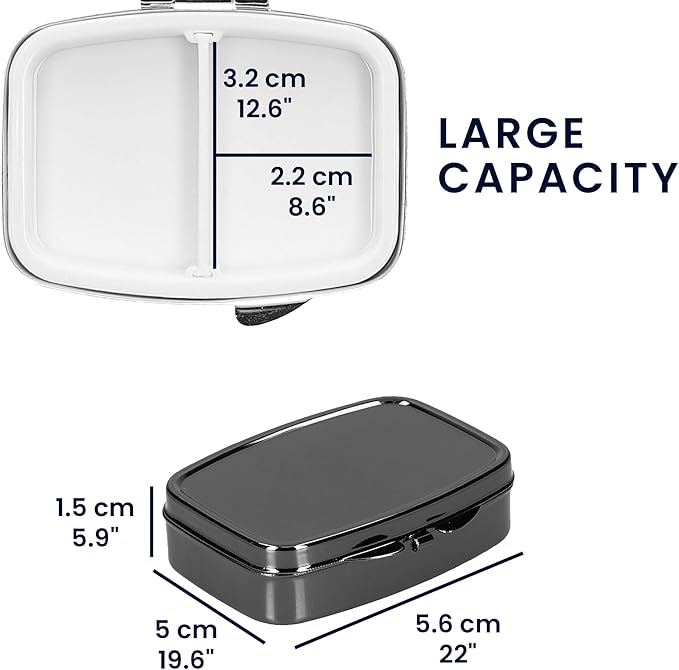 kwmobile 2 Compartment Pill Box - Set of 2X Stainless Steel Travel Box Organizer for Tablets and Prescriptions - Silver/Black