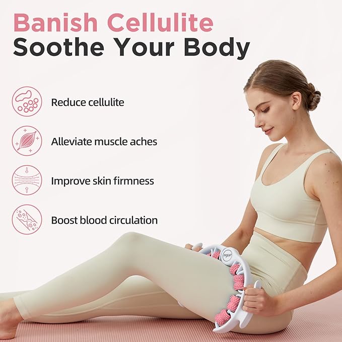Cellulite Manual Massager for Legs & Thighs - Lymphatic Drainage Tool, Handheld Fascia Blaster for Deep Tissue, Body Sculpting Cellulite Remover(Pink)
