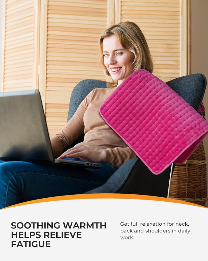 CooCoCo Pink Heating Pad for Period Cramps, 18" x 33" Large Heating Pad for Back, FSA Eligible Cute Heated Pad, 6 Heat Settings, Auto Off, Moist Heat, Heat Pad for Women Mom Wife Teens