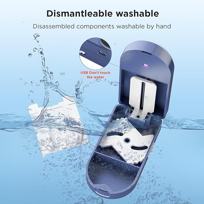 Pro U | V C-Pill Cutter & Organizer - Luminescent LED Status Light | 3-25mm Adjustable Blades | Splinter-Free Cutting | Detachable Washable Compartment for Elderly-Mom (Blue)