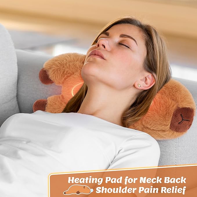 1.8lb Weighted Capybara Microwavable Heating Pad-14‘’Weighted Capybara Heating Pads for Cramps &Period Pain Relief for Women,Heatable & Coolable Stuffed Animals Bedtime Birthday Gift for Women Kids