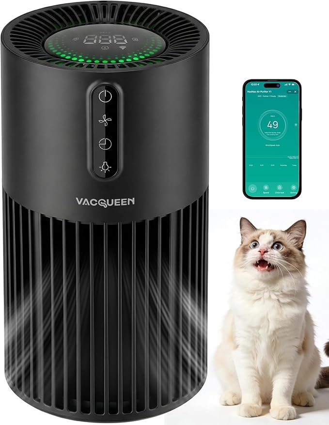 Air Purifiers for Bedroom, Smart WiFi HEPA Air Purifier for Home Pets, Timer and Alexa Control, Cover 1800 Ft², PM2.5 Monitor, Sleep Mode, Washable Filter Air Cleaner for Pet Hair Odors Smoke Dust