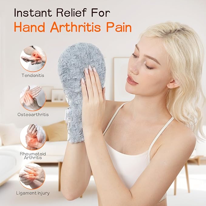 Microwavable Therapy Mittens with Moist Heat and Compression Relief – 1 Heated Glove for Arthritis, Stiff Joints, Carpal Tunnel, Trigger Finger – Washable, Self-Care Gift for Elderly Parents