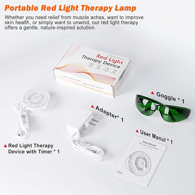 SAVILER® Red Light Therapy Device, 660nm & 850nm Handheld Infrared Red Light for Face and Body, Compact & Portable LED Red Light Bulb for Skin Joints Muscles