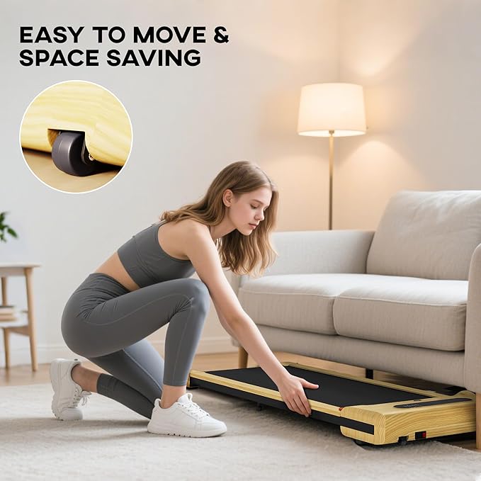 Soozier Walking Pad, 2.5HP Under Desk Treadmill with Remote Control, Transport Wheels and LED Display, Quiet Walking Jogging Machine for Home Gym Office, 264 lbs Capacity, Installation-Free