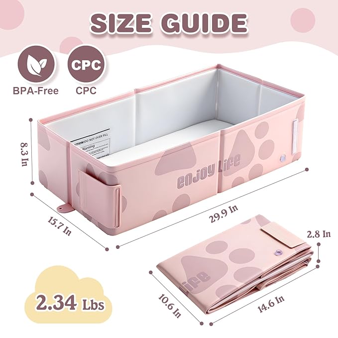 Baby Bathtub, Portable & Collapsible Bath Tub for Infant and Toddler, Foldable Toddler Tub for Small Bathroom, Newborn Baby Bath Essentials for Travel & Beach, Bañera para Bebé, Pink
