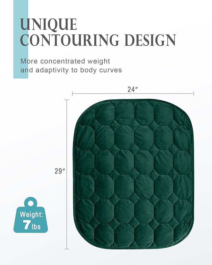 Cottonblue Weighted Lap Blanket 7lbs, Cozy Luxury Crystal Velvet Weighted Blanket for Adults, Small Weighted Blanket for Relaxation, Sleeping, Travel, Green, 29" x 24"