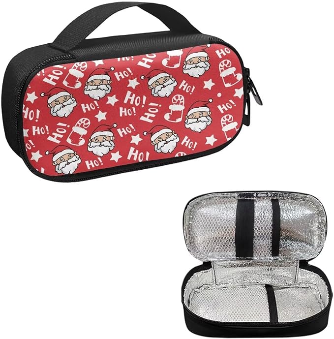 Christmas Santa Claus Insulin Cooler Travel Case Diabetic Medication Insulated Organizer Portable Medicine Cooling Bag for Insulin Pen and Medical Diabetic Supplies Christmas Decor