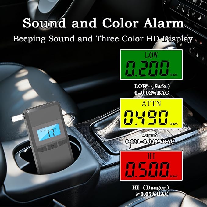 Personal Breathalyzers, Home Breathalyzer for Alcohol with LCD Display, Equipped with Memory Function, Sound and Color Alarm Pocket Breathalyzer