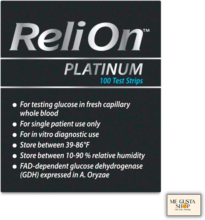 ReliOn Platinum Blood Glucose Test Strips, 50 Count (Pack of 01) + me Gusta Sticker