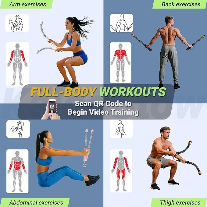 Adjustable Weighted Ropeless Battle Ropes, Portable Arm Exerciser Rope for Home Gym - HIIT, Power sports & High-Intensity Interval Training, Portable Workout Equipment for Men & Women
