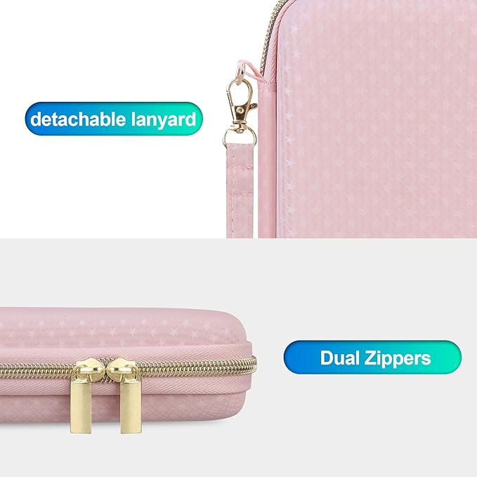 BOVKE Diabetic Supplies Travel Case, Storage Carrying Bag for Diabetes Testing Kit, Blood Glucose Monitor Meters, Test Strips, Medication, Lancets, Needles, Syringes and Diabetic Supplies, Pink Star