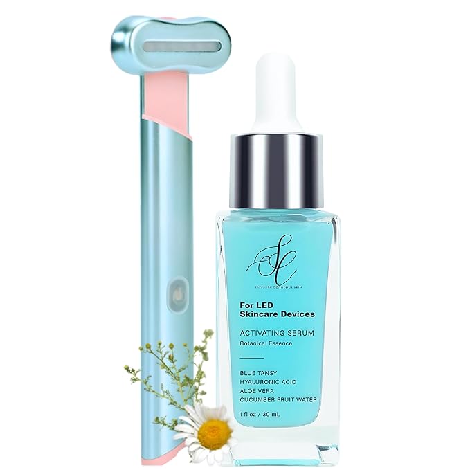 Red Light Therapy Activation Essence | Amplifies LED Wands, Masks & Skincare Devices | Blue Tansy, Aloe, Cucumber & Hyaluronic Hydration | Clean Formula | Use w/Home Skincare Technology (Glow Set)