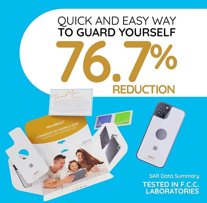WAVEBLOCK EMF Blocker for Cell Phone - Made for iPhone 11 PRO MAX - The Only Patented, Real Scientifically Backed, Lab-Tested 5G-Shield Sticker to Protect You & Your Loved Ones - USA Made White