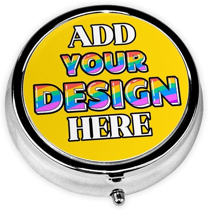 Custom Pill Container, Medicine Pill Box Case Organizer Travel Pill Holder Vitamin for Purse Med Wallet Portable Mini Pastillero Round, Gold, Personalized Gifts