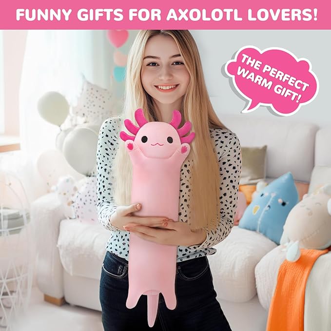 Axolotl Heating Pad for Period Cramps & Menstrual Pain Relief, Portable Electric Heat Pads USB Powered, Cute Stuff Stuffed Animals for Women Teen Girls, Funny Birthday Easter Christmas Axolotl Gifts