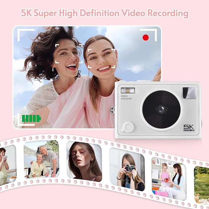 Andoer 5K Digital Camera WiFi Digital Video Camera 72MP Dual Lens 2.8 Inch IPS Screen Auto Focus 18X Digital Zoom LED Flash Color Filters Birthday Festival Gift for Students Teenagers Friends
