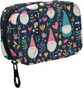 Fustylead Cute Gnome Hearts and Flowers Travel Pill Organizer Bag with Zipper Small Pill Box 7 Day Pill Case for Purse Storage Weekly Vitamin Medicine Supplement