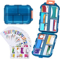 1 Pack 10 GRIDS Travel Pill Organizer Box with 189 Labels - Travel Medicine Case Kit - Pocket Daily Pharmacy Container - Travel Medication Holder Dispenser for Fish Oil Vitamin Supplement Storage