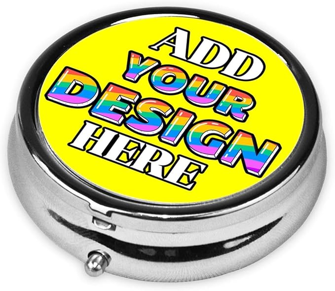 Custom Pill Organizer, Medicine Pill Box Case Container Travel Pill Holder Vitamin for Purse Med Wallet Portable Mini Pastillero Round, Yellow, Personalized Gifts