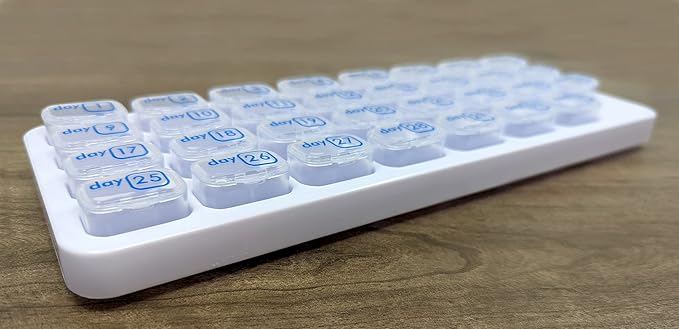 31 Day Monthly Pill Box Organizer Planner with Daily Removable Medication Pods, Great Travel Med Dispenser