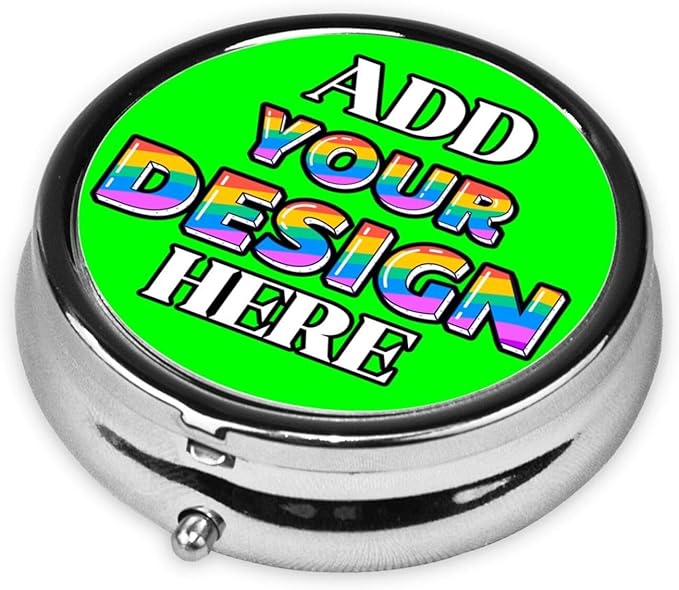 Custom Pill Box, Medicine Pill Organizer Case Container Travel Pill Holder Vitamin for Purse Med Wallet Portable Mini Pastillero Round, Lime, Customized Gifts