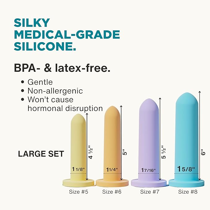 Soul Source | Silicone Wand Set Pelvic Floor Trainer | Progressive Comfort & Strength | Large Sizes 5-8 with Travel Pouch and Handle