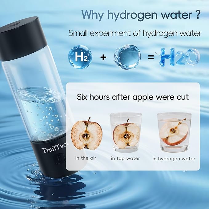 Hydrogen Water Bottle, 2025 Upgraded SPE/PEM Technology-3 Minutes Hydrogen Rich, Portable Athletic Performance, Hydration System for Home, Office, Fitness Travel, Sports, Drinking (Black)